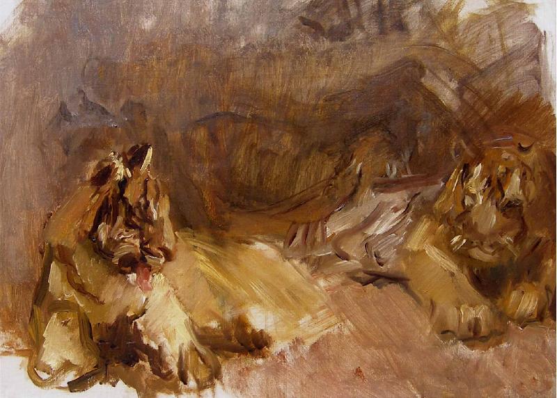 Max Slevogt Study of Lions oil painting picture